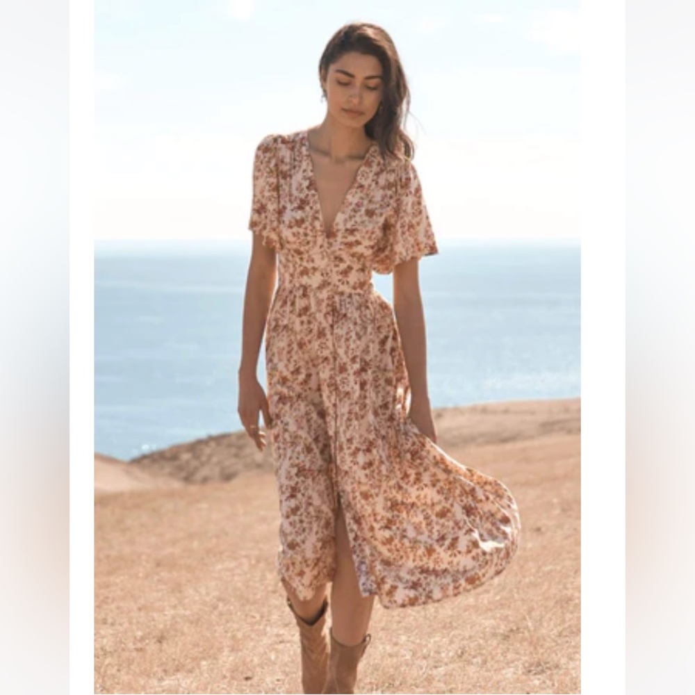 NWT Auguste the Label Fern Holly MIDI Dress in Blush